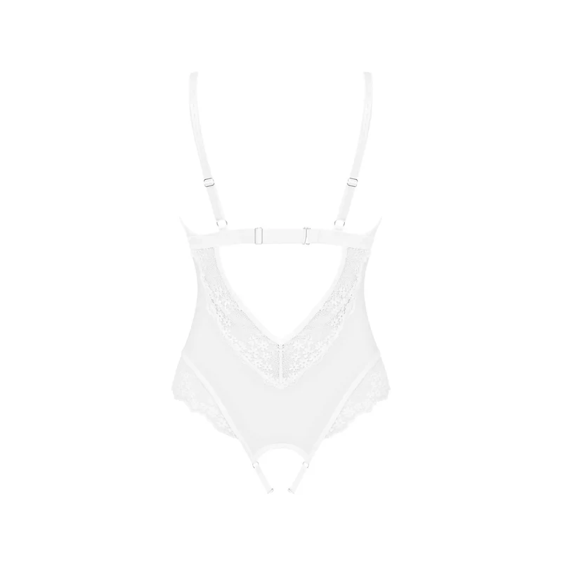 lingerie sexy blanc ouvert entrejambe bretelles réglables luxe pendentif bijou tissu extensible doux élégant raffiné sensuel audacieux confortable