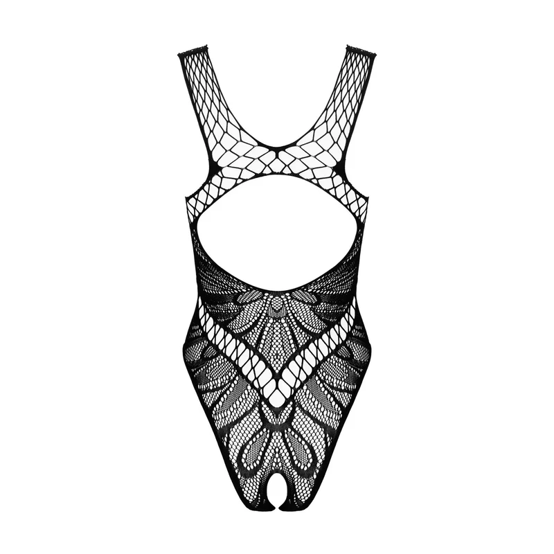 Body teddy noir entrejambe ouvert design dos unique transparent élastique nylon élasthanne sexy confortable tailles S M L romantique séduction