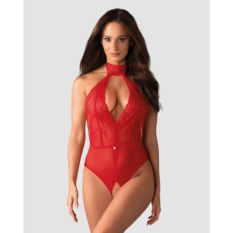 Body rouge dentelle chic entrejambe ouvert Dagmarie séduction féminine sensuelle sophistiqué confortable décolleté plongeant dos nu