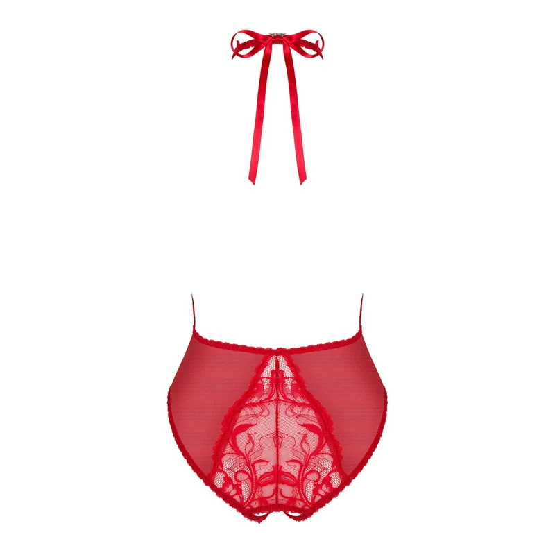 Body rouge dentelle chic entrejambe ouvert Dagmarie séduction féminine sensuelle sophistiqué confortable décolleté plongeant dos nu