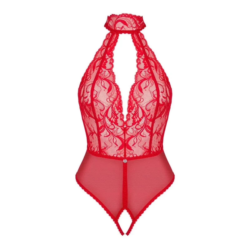 Body rouge dentelle chic entrejambe ouvert Dagmarie séduction féminine sensuelle sophistiqué confortable décolleté plongeant dos nu