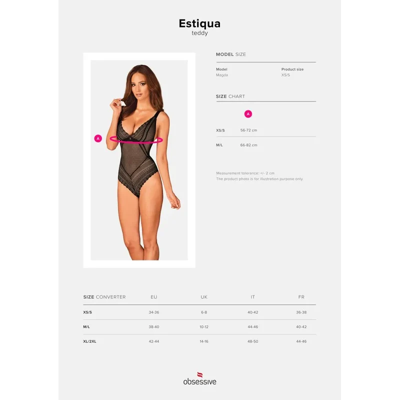 Body Estiqua noir translucide dentelle délicate dos ouvert bretelles réglables élastique moulant gainant sexy raffiné confortable