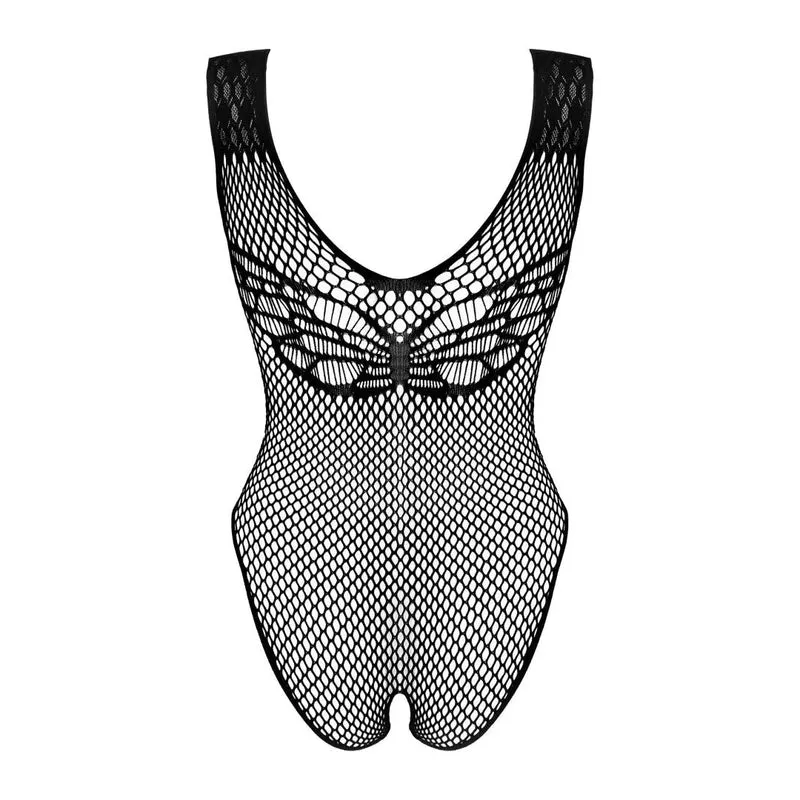 Body sexy noir B134 maille délicate décolleté profond entrejambe ouvert moulant sculptant souple extensible séduisant audacieux élégant sensuel