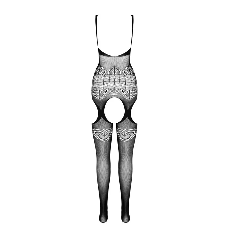 combinaison résille noire sexy ouverture entrejambes écologique régénérée nylon élasthanne extensible taille unique ajustable séduisante audacieuse