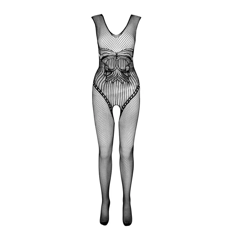 bodystocking écologique noir résille ajourée ouverture entrejambe sexy sensuel érotique extensible confortable durable nylon régénéré taille unique Passion