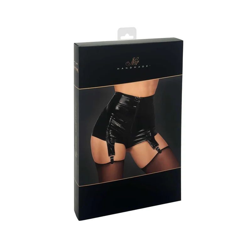 short portejarretelles femme PVC brillant moulant ajustable extensible fermetureeclair bretelles inamovibles soirée coquine audacieuse séduisante noir six tailles