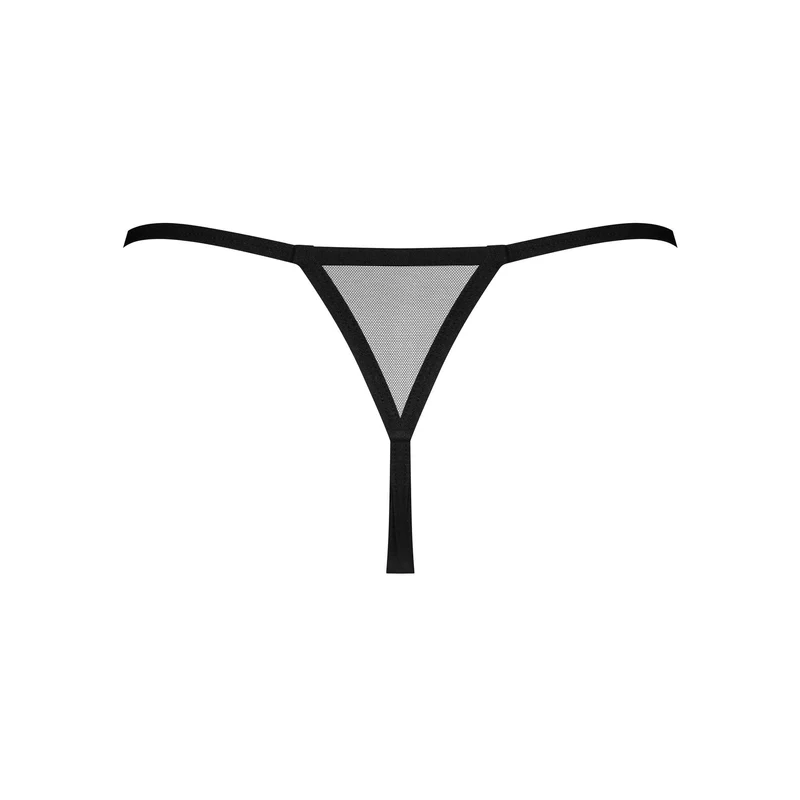 string ouvert noir rayures pourpres bord moderne zircons noirs scintillants élégant sensuel transparent confortable élastique raffiné