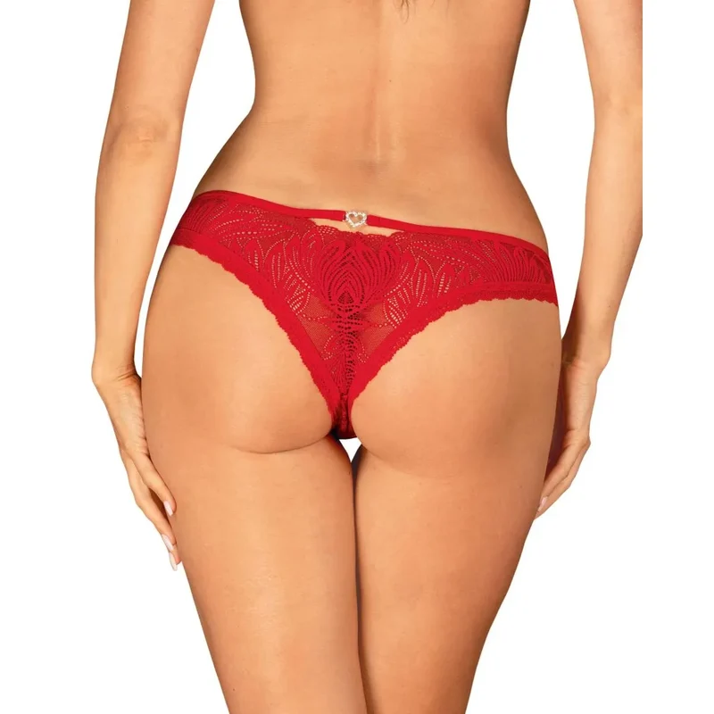 culotte dentelle rouge classique design unique cœur zircons élégante confortable élastique polyamide élasthanne raffinée séduisante féminité glamour soirée
