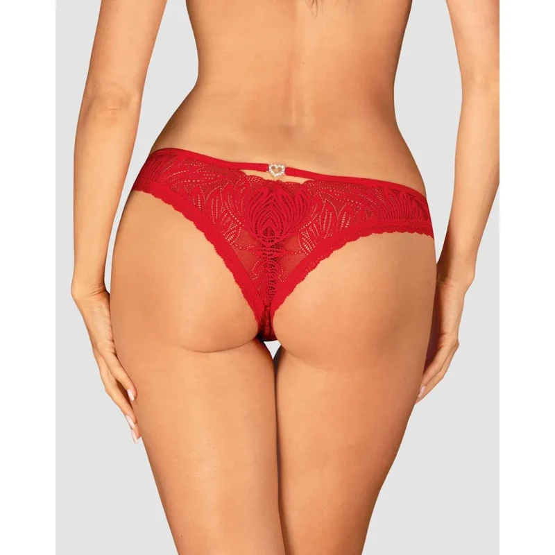 culotte dentelle rouge classique design unique cœur zircons élégante confortable élastique polyamide élasthanne raffinée séduisante féminité glamour soirée