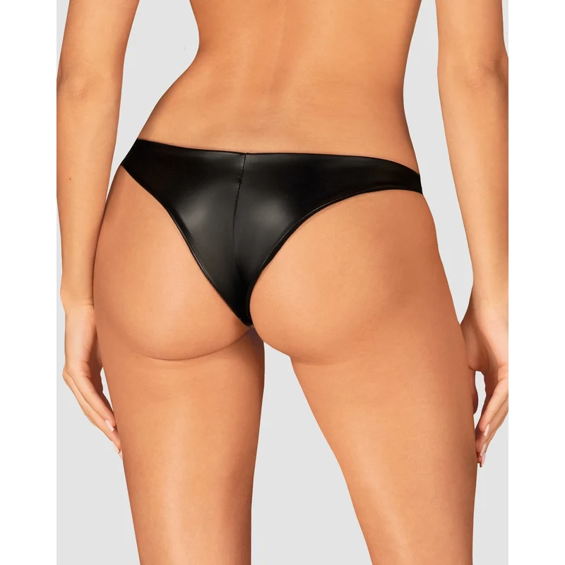 culotte noire brillante satinée moulante confortable extensible douce viscose élasthanne détails connecteurs ronds pendentif glamour sexy