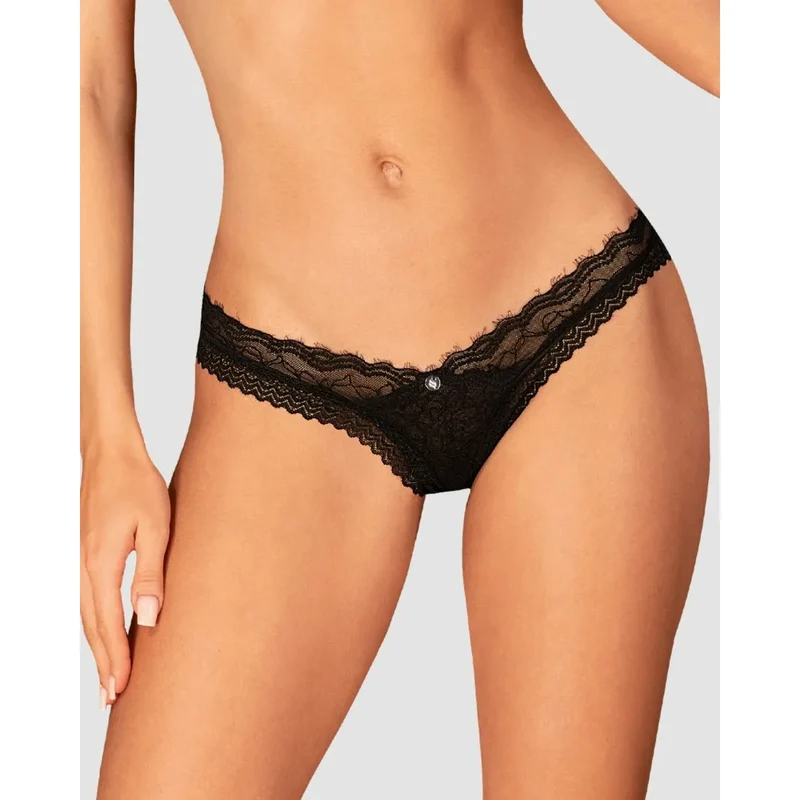 String dentelle noire cils délicate pendentif argenté confort élastique polyamide elasthanne tailles variées sensualité raffinée