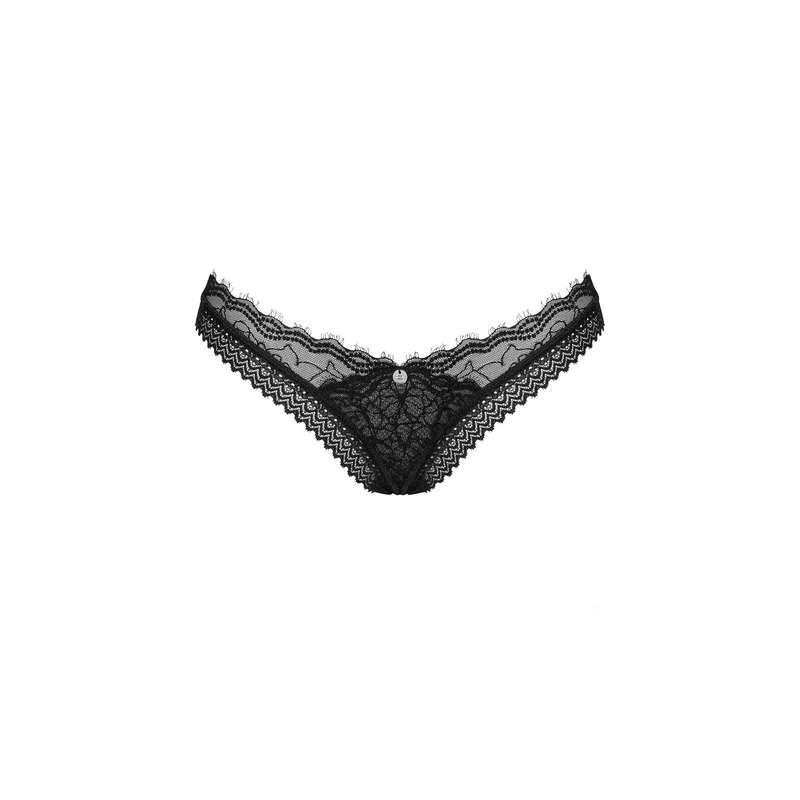 String dentelle noire cils délicate pendentif argenté confort élastique polyamide elasthanne tailles variées sensualité raffinée