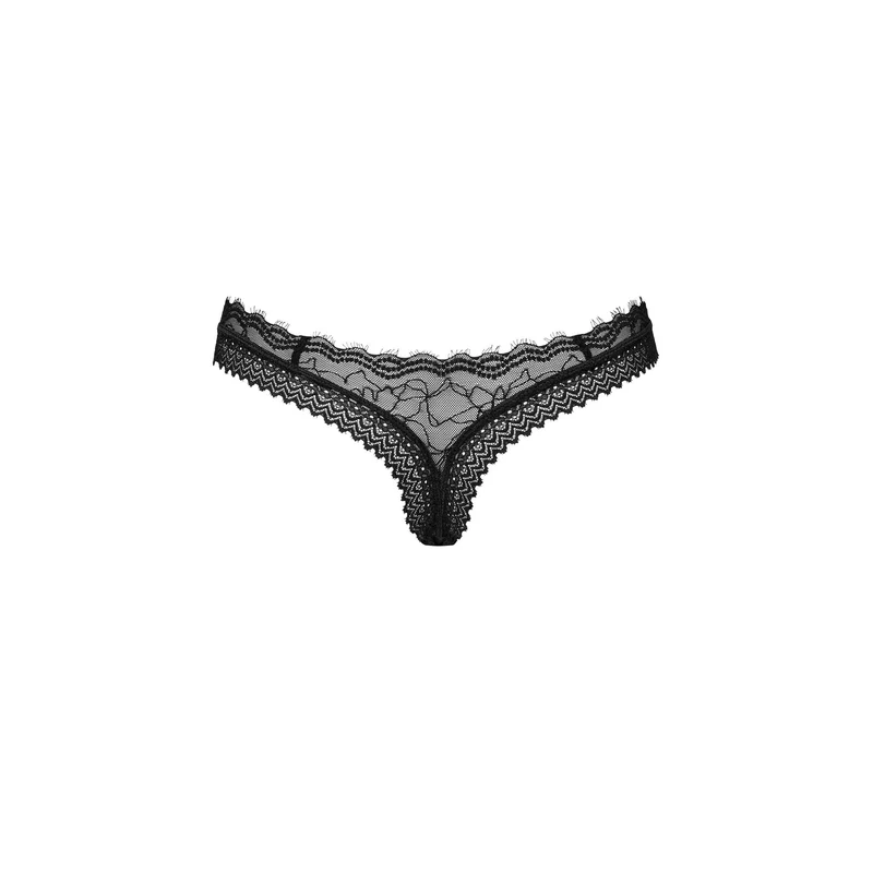 String dentelle noire cils délicate pendentif argenté confort élastique polyamide elasthanne tailles variées sensualité raffinée