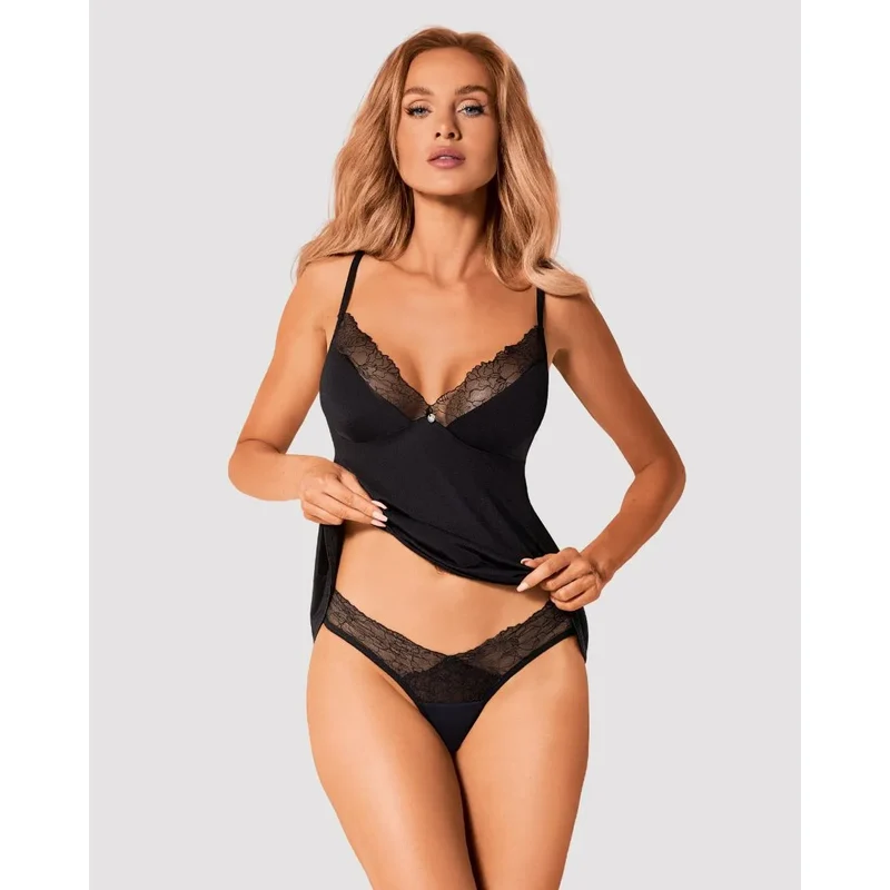 ensemble lingerie BellaRou noir broderie florale tulle délicat top soutien gorge élégant culotte taille réglable pendentif extensible confortable sexy