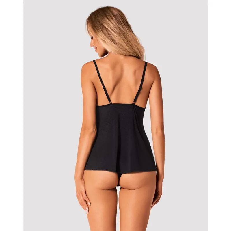 ensemble lingerie BellaRou noir broderie florale tulle délicat top soutien gorge élégant culotte taille réglable pendentif extensible confortable sexy