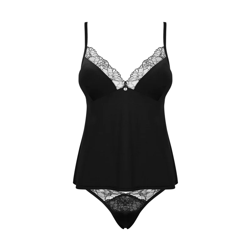 ensemble lingerie BellaRou noir broderie florale tulle délicat top soutien gorge élégant culotte taille réglable pendentif extensible confortable sexy