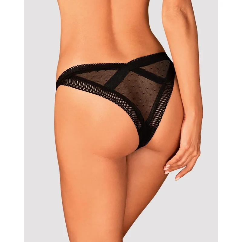 culotte noire dentelle sexy Estiqua pendentif argent soirée coquine sensuelle élégante confortable polyamide élasthanne maintien tailles XS S M L