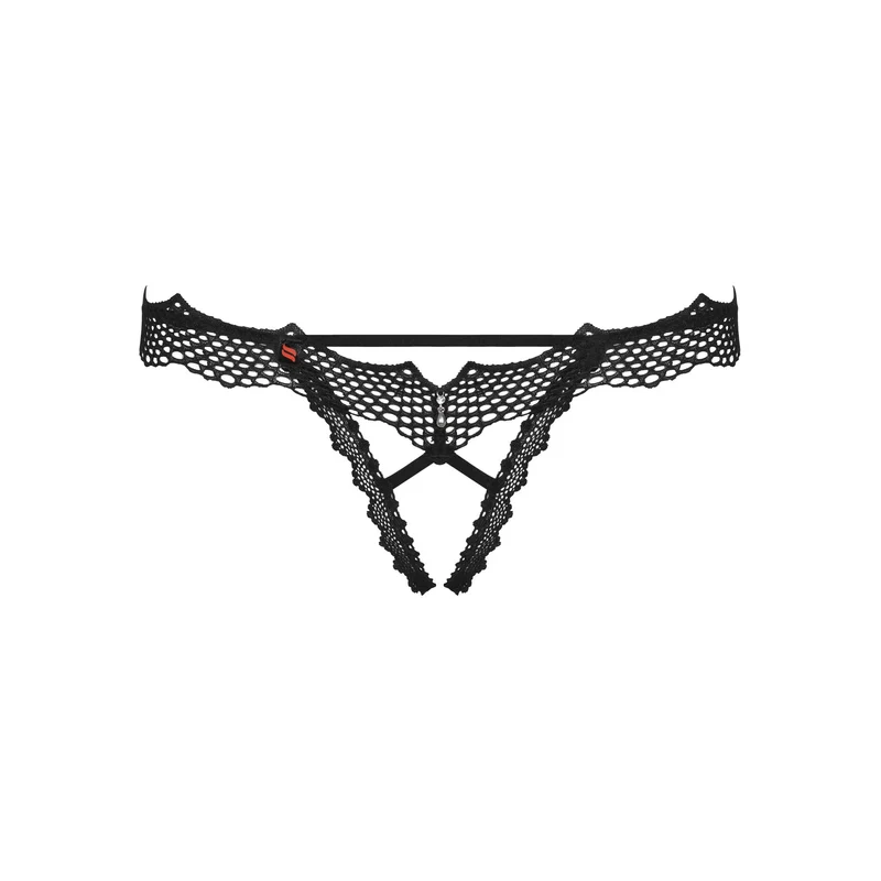 string ouvert noir sexy Bravelle maille douce féminine sangle arrière glamour ornement brillant avant coupe innovante élastique confortable
