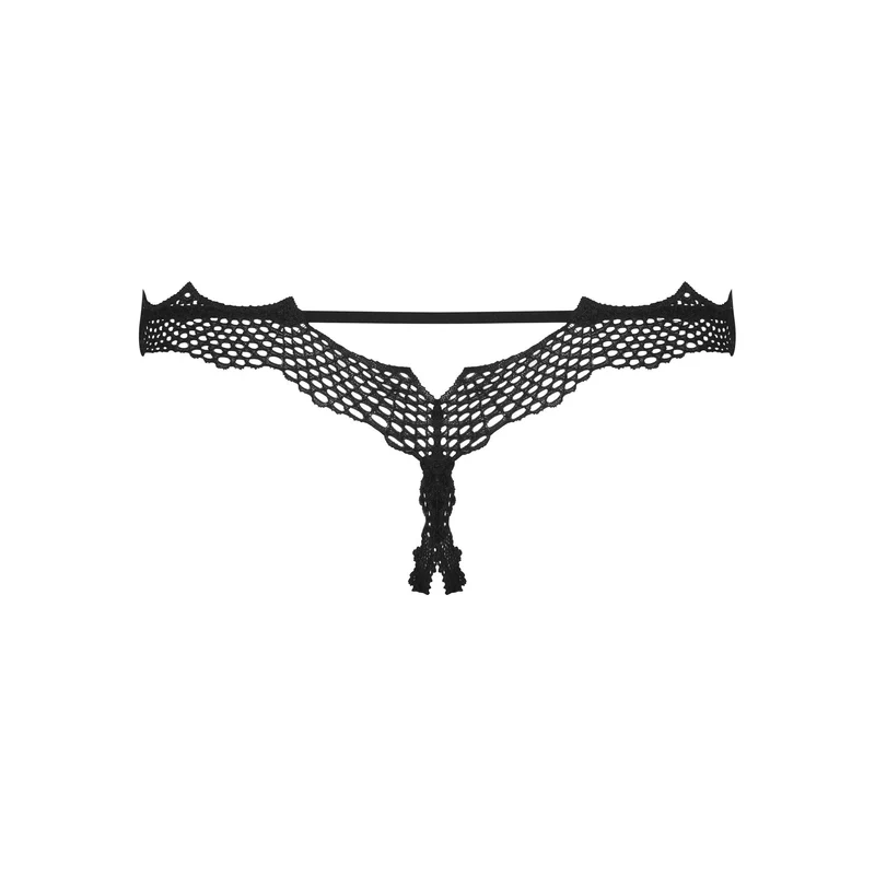 string ouvert noir sexy Bravelle maille douce féminine sangle arrière glamour ornement brillant avant coupe innovante élastique confortable
