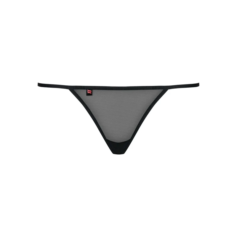 string noir élastique broderie séduisante confortable polyamide élasthanne extensible douceur seconde peau silhouette galbée maintien léger invisible dessous raffiné sexy