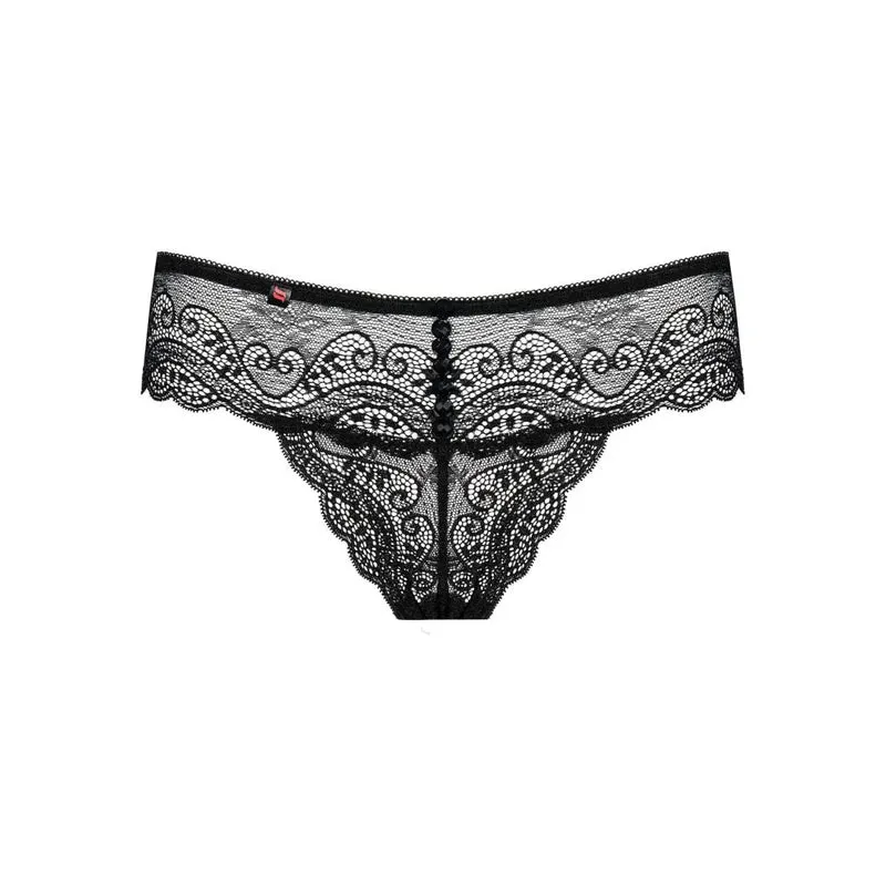 string dentelle noire glamour coquin Obsessive Miamor large ceinture élégante raffinée sensuelle confortable élasticité polyamide élasthanne ajustement silhouette séduction