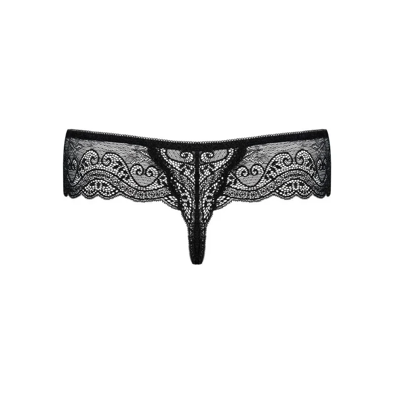 string dentelle noire glamour coquin Obsessive Miamor large ceinture élégante raffinée sensuelle confortable élasticité polyamide élasthanne ajustement silhouette séduction