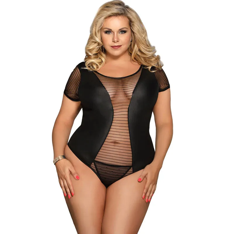 teddy noir fétiche sensuel séduisant transparent lacets manches courtes taille plus grande matières qualité confort sophistiqué élégant audacieux exclusif