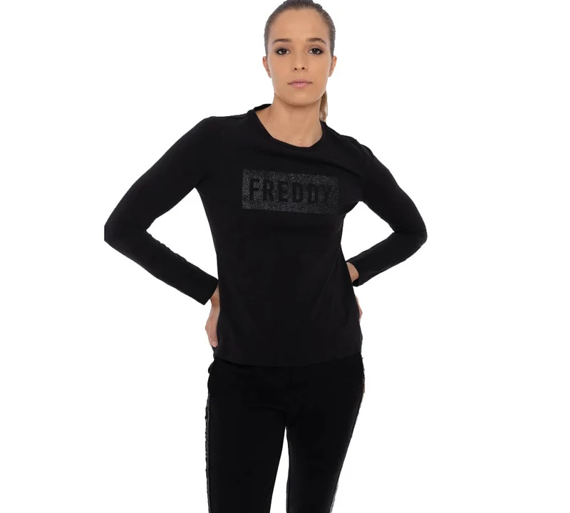 T-Shirt Donna Sunday Glitter Long Sleeve