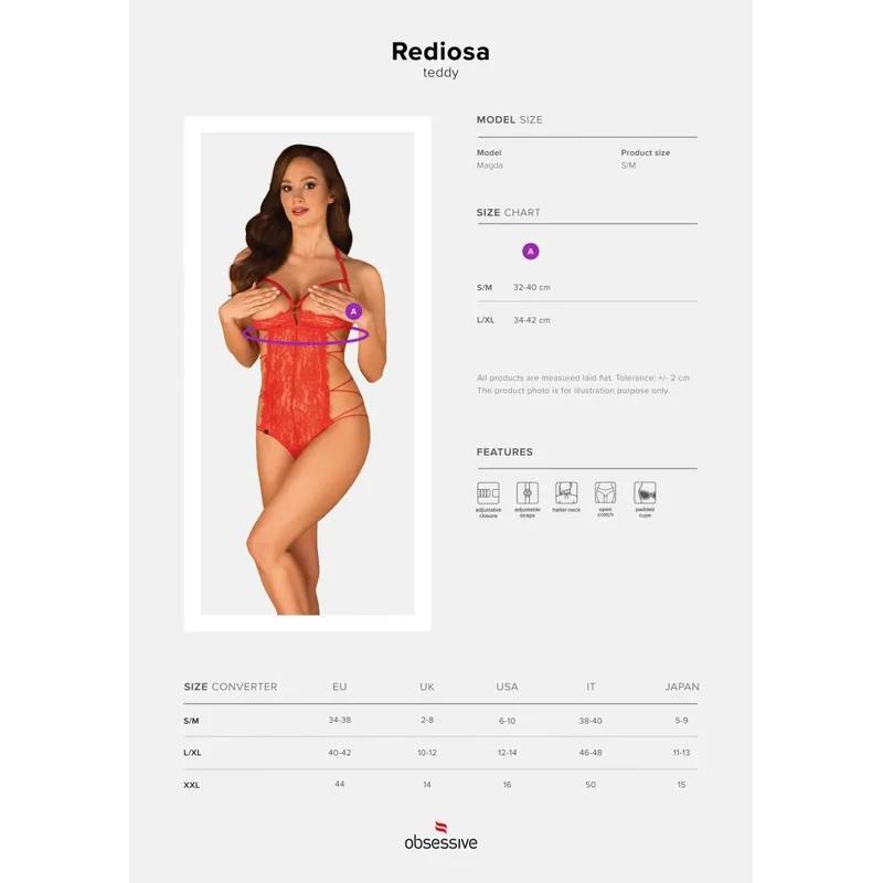 Rediosa body dentelle ouvert rouge bretelles réglables élastique ajustement parfait transparent sensuel audacieux anneau métal fermeture multiple tailles disponibles