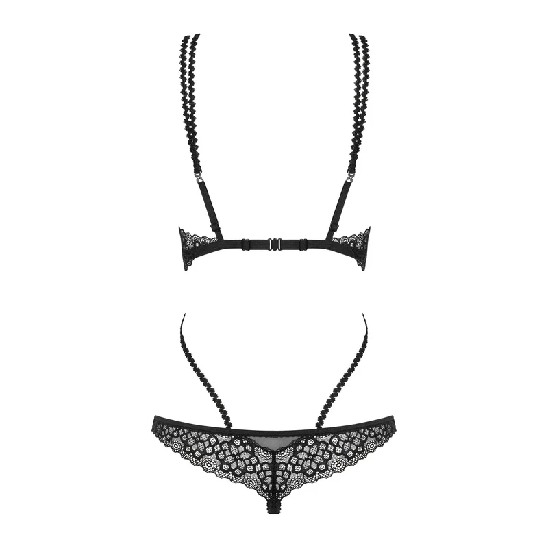 justaucorps dentelle noir sans armatures cache tétons ajustable élégant raffiné glamour cristaux argent bretelles réglables fermeture dos sangle doux extensible