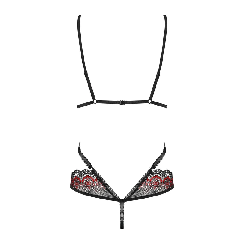 body dentelle noir rouge ajustable sangles décoratives confortable bretelles réglables maintien douceur polyamide élasthanne séduisant raffiné