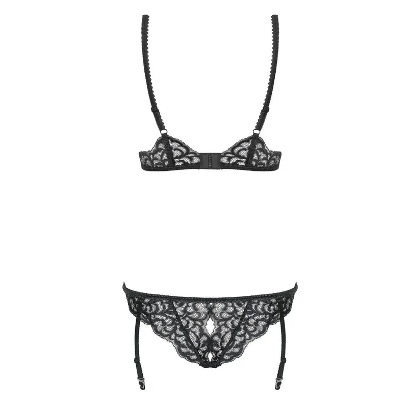 Laluna justaucorps noir sexy dentelle scintillante ajustable bretelles réglables découpes coquines entrejambe ouvert tissu doux élasthanne polyamide confort