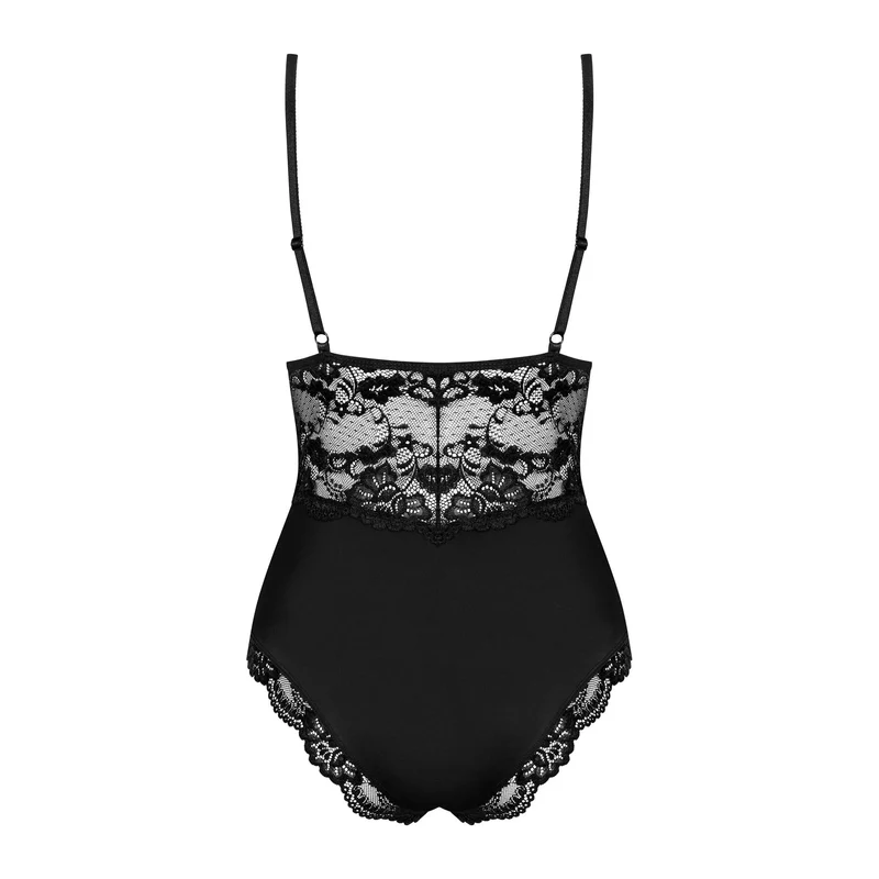 lingerie body noir dentelle élastique sexy confort bretelles ajustables douce extensible bonnets doublés rembourrés maintien sublimant silhouette élégante