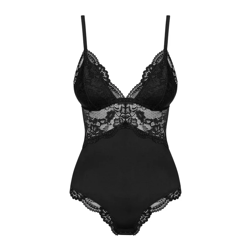 lingerie body noir dentelle élastique sexy confort bretelles ajustables douce extensible bonnets doublés rembourrés maintien sublimant silhouette élégante