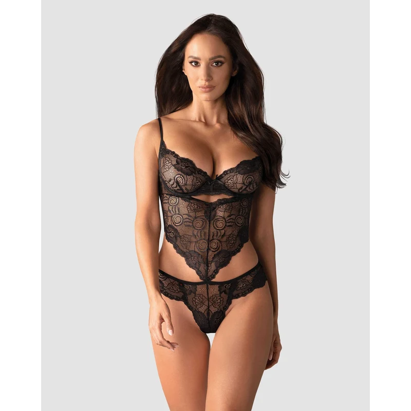 Body dentelle florale noir sexy amincissant bonnets armatures réglables bretelles ajustables coupe triangulaire maintien optimal laçage corset dos matière extensible