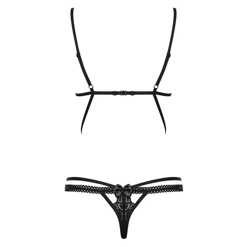 Wonderia Body ultra sexy noir dentelle noeuds satin lingerie coquine Obsessive