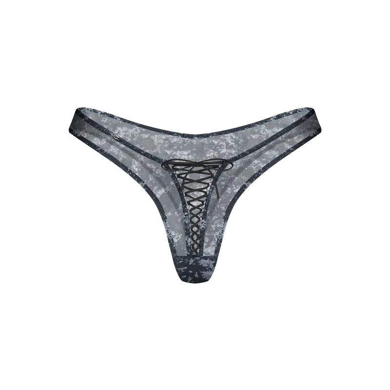 Corrosis string maille transparente cravate devant motif original détail décoratif sans nickel polyester élasthanne confortable élégant