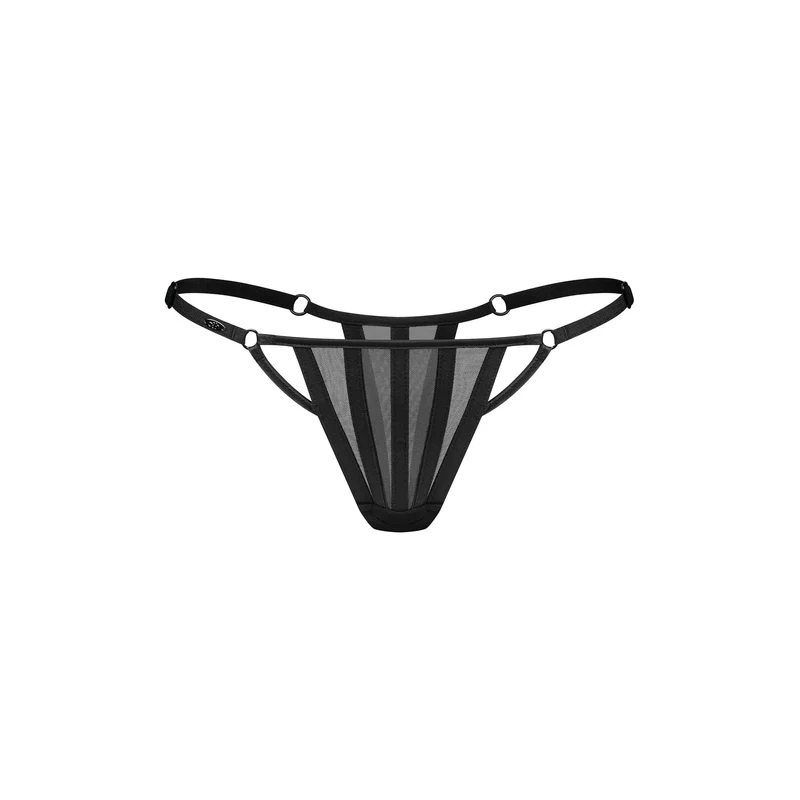 string transparent noir maille géométrique sangle réglable pendentif sans nickel élégant sensuel confortable maintien sculptant finition européenne durable douceur exceptionnelle