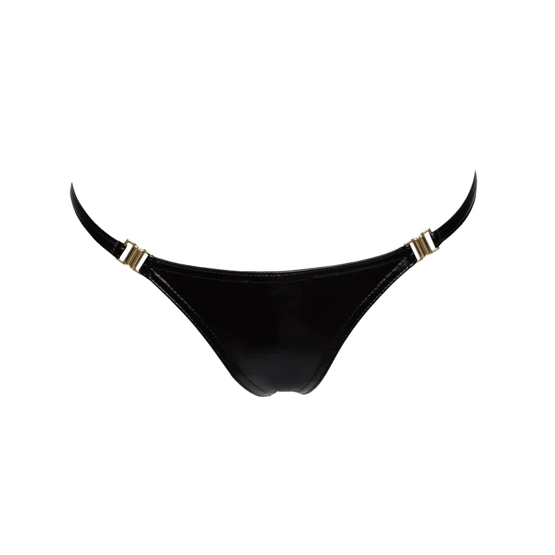 culotte powerwetlook ouverture facile fermoirs dorés révélateur audacieux sexy brillant élégante confortable ajustable six tailles noir durable glamour soirée silhouette