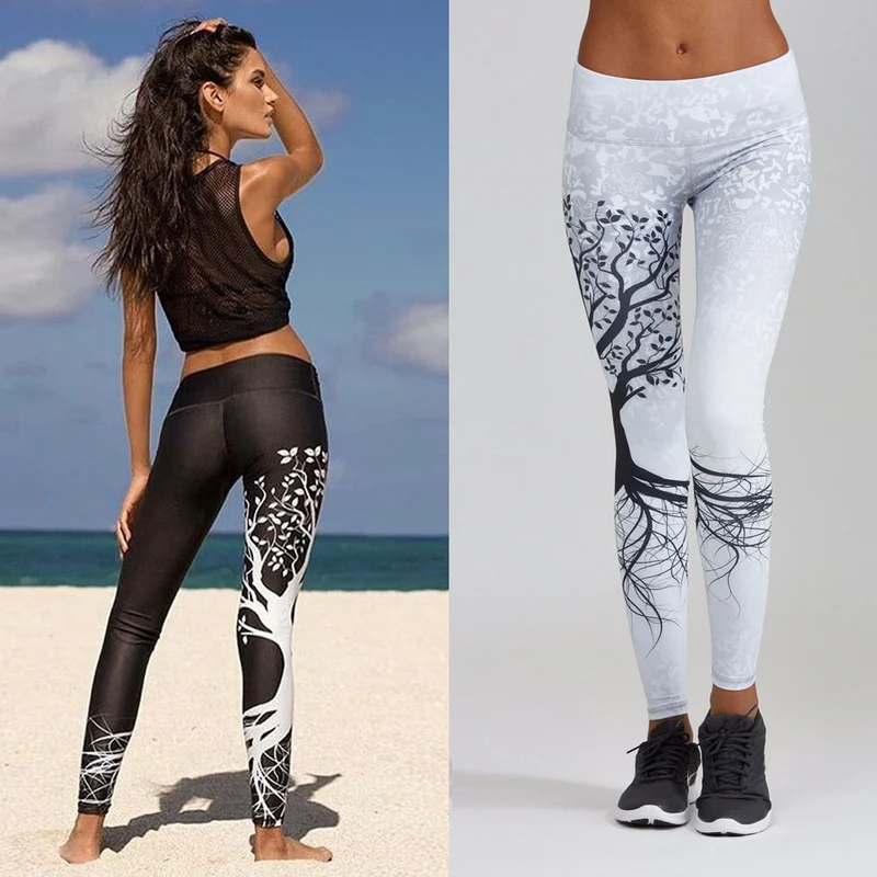Tree-dom Yoga Pants Black on white or White on black