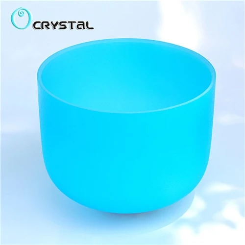 8 inch Chakra Note Colored Frosted Crystal Singing Bowl