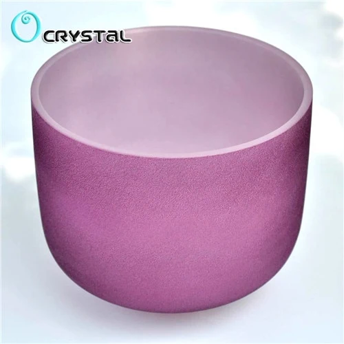 8 inch Chakra Note Colored Frosted Crystal Singing Bowl