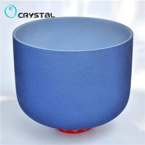 8 inch Chakra Note Colored Frosted Crystal Singing Bowl