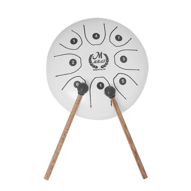 5.5 Inch Stainless Steel Tongue Drum Set Hand Pan Tank Hang Drum Percussion Instruments with Drumsticks Padded Bag