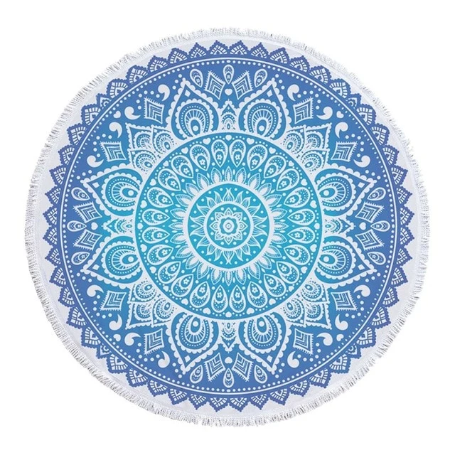 Mandala round Fringe Beach Towel Yoga Mat