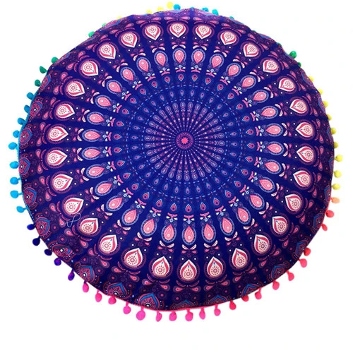 Homing Mandala Elephant Pattern Cushion Cover Yoga Bohemian Tassel Paisley Throw Cozy Pillow Cover Meditation Cushion Decorative