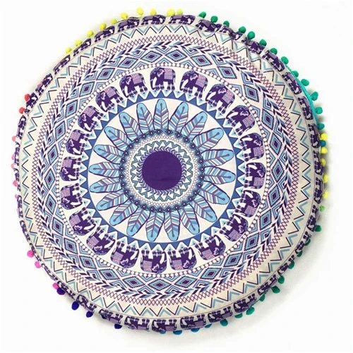 Homing Mandala Elephant Pattern Cushion Cover Yoga Bohemian Tassel Paisley Throw Cozy Pillow Cover Meditation Cushion Decorative