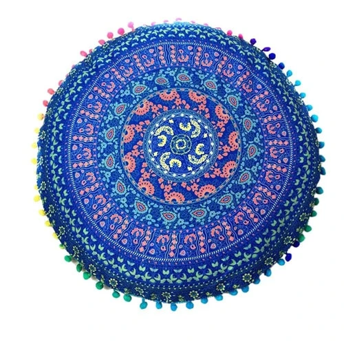 Hyha Hippie Mandala Rund Cushion Cover Pompom Bohemian Tassel Paisley Throw Pillow Cover Meditation Cushion Decorative Pillows