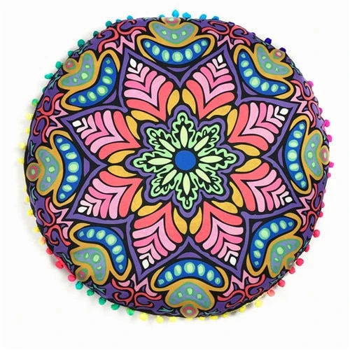 Homing Mandala Elephant Pattern Cushion Cover Yoga Bohemian Tassel Paisley Throw Cozy Pillow Cover Meditation Cushion Decorative