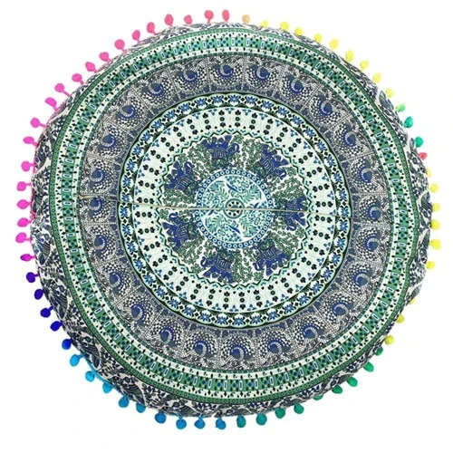 Homing Mandala Elephant Pattern Cushion Cover Yoga Bohemian Tassel Paisley Throw Cozy Pillow Cover Meditation Cushion Decorative